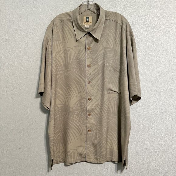 Kahala Other - Kahala Hawaiin Islands Shirt Mens Size Large 100% Silk Palm Trees All Over Print